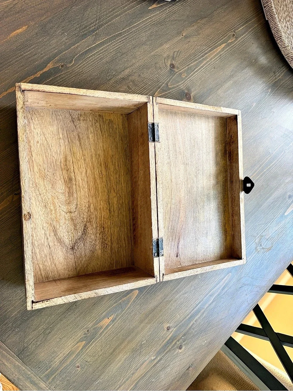 Geometric Wood Storage Box Brown & Cream